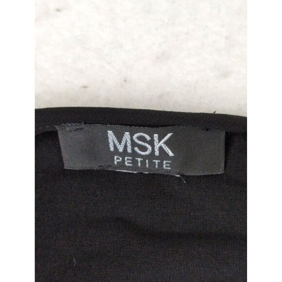 MSK Slip Dress Womens S Petite Black Pullover Sleeveless Gold Trim Shoulder - Picture 5 of 8